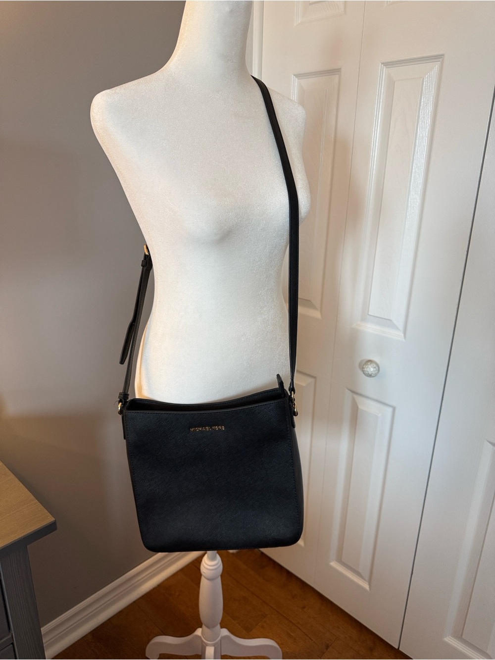 Michael Kors Black Saffiano Leather Messenger Crossbody